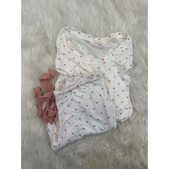 Eberjey Gisele Slouchy White/Pink Heart Print Pajama Set - Picture 2 of 8